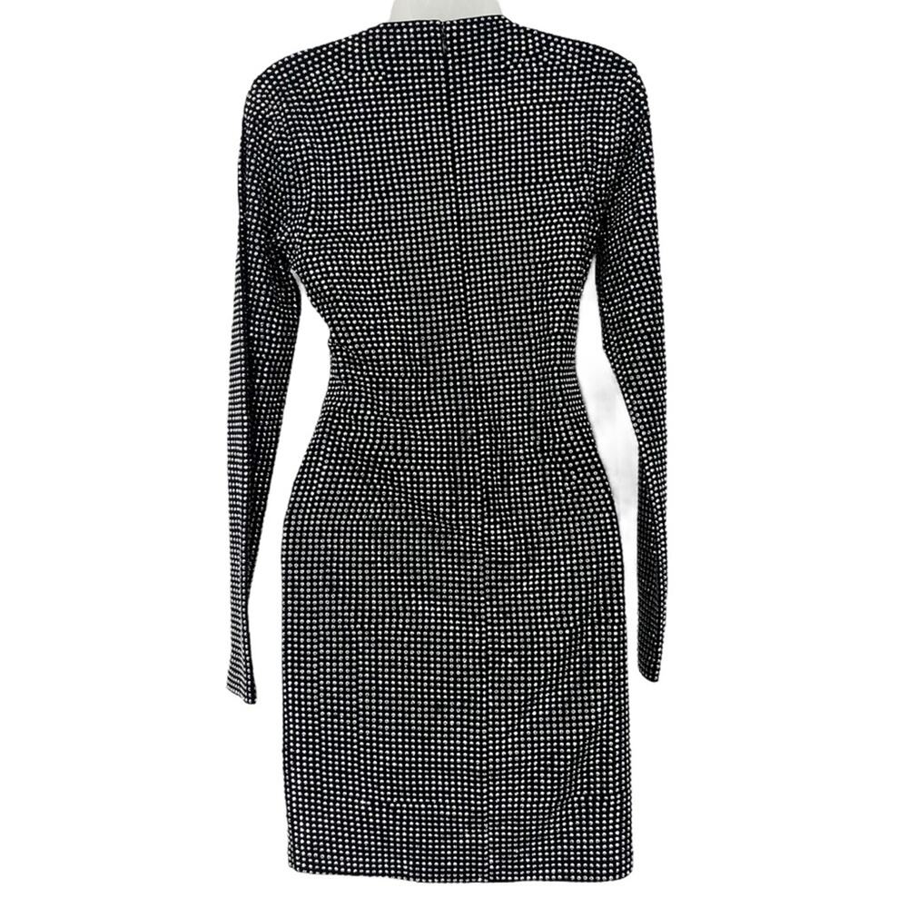 GOOD AMERICAN  Embellished Mini Dress in Black Bodycon Long Sleeve Crew Neck Med - Picture 12 of 14